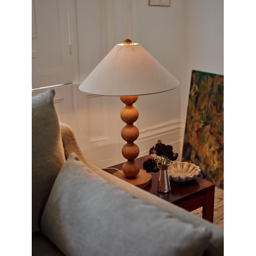 Dawes Bobbin Wooden Table Lamp with Linen Shade - Ash