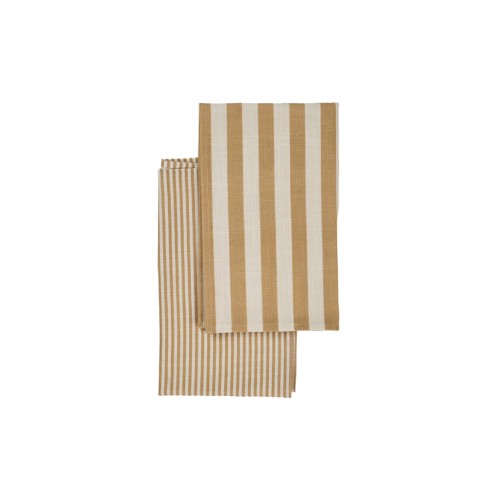 Aster Set of 2 Striped Kitchen Towels - Saffron