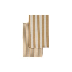 Aster Set of 2 Striped Kitchen Towels - Saffron