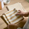 Aster Set of 2 Striped Kitchen Towels - Saffron