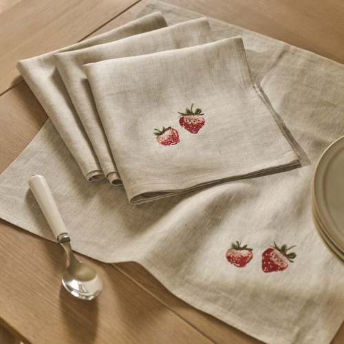 Strawberry Embroidered Napkins, Set of 4