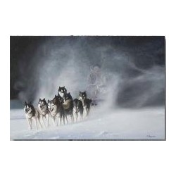 Toile sur cadre Traineau avec Husky, réf.HU003, dim.90x60cm, Art' com