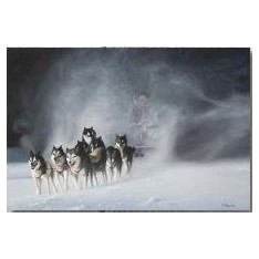 Toile sur cadre Traineau avec Husky, réf.HU003, dim.90x60cm, Art' com