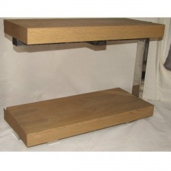 BOUT de canapé Branco sobre Branco 30 x 75 h.50. Pied Cromé, plateau chêne naturel