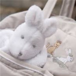 DOUDOU polaire Petites Merveillescol.blanc, dim.25x25cm, S.Thiriez