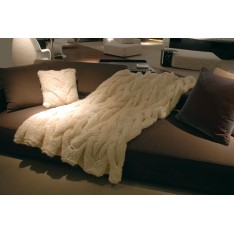Plaid en grosse laine tricoté. Blanc.Mod. Cortina Claudia Barbari 170 x 150 cm