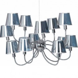 LUSTRE Now's Home 6 lampes flexibles. Abat jours argent. Diam. 60 cm