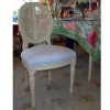 Chaise Ls XVI JCB. Patine blanc cassé Larg.45 Prof.45 Haut.97. En blanc