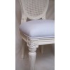 Chaise Ls XVI JCB. Patine blanc cassé Larg.45 Prof.45 Haut.97. En blanc