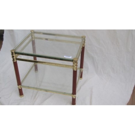 Bout De Canape En Verre Et Pieds Bois Et Metal Dore Haut 45 Cm