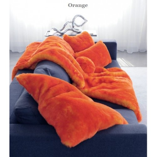 Orange faux fur plaid 140x160 cm Evelyne Prélonge