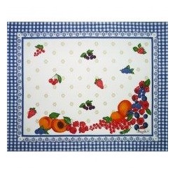 set de table BEAUVILLE - GOURMANDISES enduit de 38 x 48 cm col 1 bleu