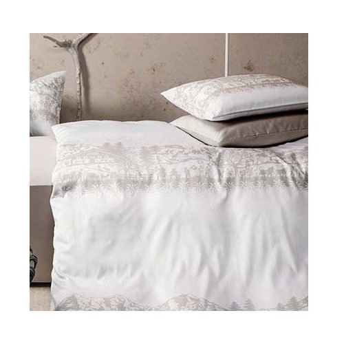 TAIE d'oreiller motifs découpage beige-blanc,  "Helvetica", dim.65x65cm, Divina