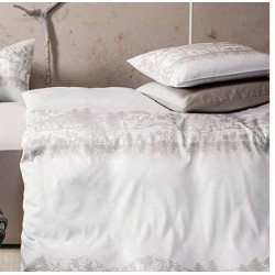 TAIE d'oreiller motifs découpage beige-blanc,  "Helvetica", dim.65x65cm, Divina
