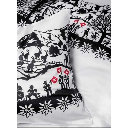 TAIE d'oreiller motifs découpage noir-blanc,  "Helvetica", dim.65x65cm, Divina