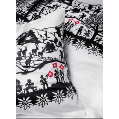 taie d'oreiller motifs découpage noir-blanc,  "Helvetica", dim.65x65cm, Divina