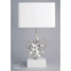 Lampe Corail argent, abat-jour rectangulaire blanc, Charles