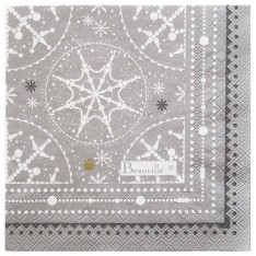 Serviettes papier MEGEVE col.3 givre, dim.33 x 33 cm, Beauvillé