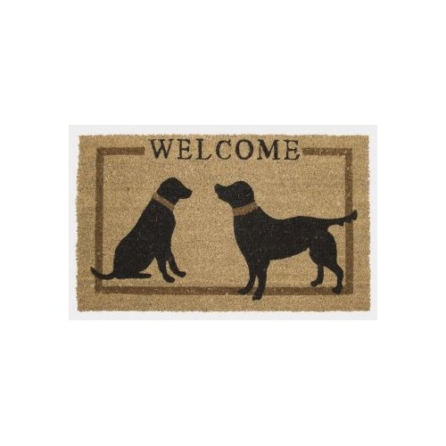 Coco mat with dogs beige-black Mars & More, 73 x 44 cm