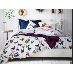 HOUSSE de couette THAIS multi blanc motifs papillons, dim.160x210cm, Essix