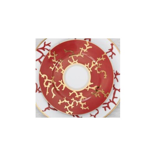ASSIETTE à dessert RAYNAUD - CRISTOBAL orange, motifs or diam. 22 cm