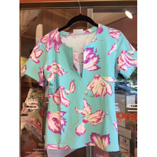 T-SHIRT Aspen T4 (40) Cyclamens turquoise, Manuel Canovas