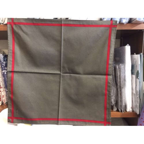 SERVIETTE  52 x 52 cm taupe, ligne rouge 11556-1, Beauvillé