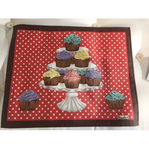 SET enduit DELICES col.1 rouge, avec cupcakes dim.38x48cm, Beauvillé