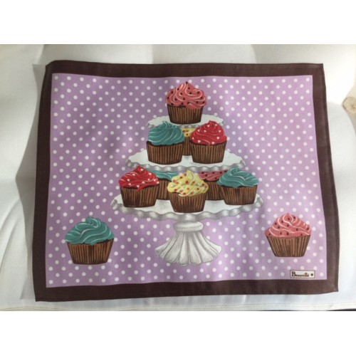 SET enduit  DELICES col.2 mauve, avec cupcakes dim.38x48cm, Beauvillé