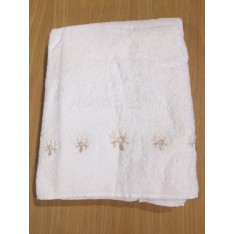 Linge éponge blanc avec broderie Corail beige 100 x 150 MASTRO RAPHAEL