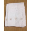 Linge éponge blanc avec broderie Corail beige 100 x 150 MASTRO RAPHAEL