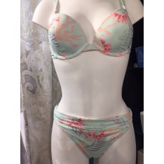 BIKINI JOYCE Lulla T2 (36) vert pâle avec motifs corail orangé,  Manuel Canovas