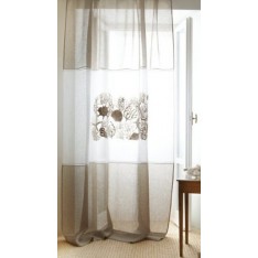 Rideau MASTRO RAPHAEL-AQUARIO lin 210 x 290 cm avec attaches dans le haut col 83 beige-turquoise