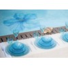 Dessous d'assiette en verre turquoise avec bord corail doré, diam. 33 cm, réf. 863517, Aulica