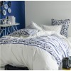 TAIE d'oreiller Belle Ile bleu-blanc avec fleurs , dim.65 x 65 cm, Essix