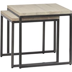 Carter 50 Square Nest of 2 Tables - Metal & Oak