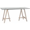 Hebden 150 Rec Trestle Table - Glass Top & Chalked Oak Legs