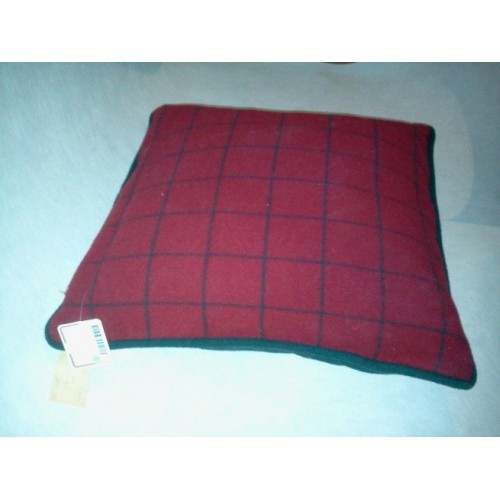 Coussin Jimmy vert et carreaux rouge