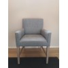 Shoreditch Carver Chair- Harry Flax Blue- Pale oak legs