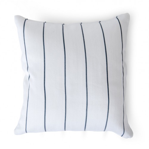 Evie Pin Stripe Outdoor Cushion 45x45cm - Flax Blue