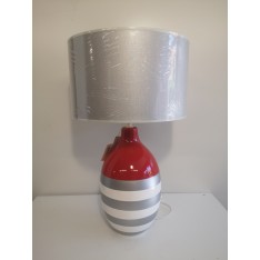 LAMPE potiche Mirage col.rouge/gris/blanc, haut.60cm, Bruno Evrard