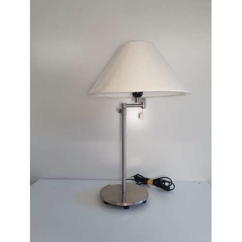 Pied de lampe metal avec abat-jour blanc cassé