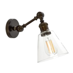 Keats Single Arm Wall Light- Bronze arm and Glass shade