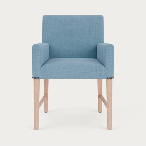 Shoreditch Carver Chair- Harry Flax Blue- Pale oak legs