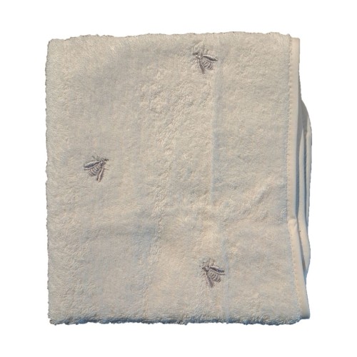 drap plat MASTRO RAPHAEL-CORALLINI  270 x 290 cm col 91 blanc, broderie marine