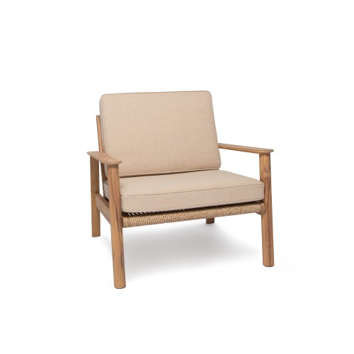 Kew Relaxed Armchair with Cushion Natural Woven