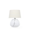 Malton Round Glass Table Lamp with Linen Shade - Bronze