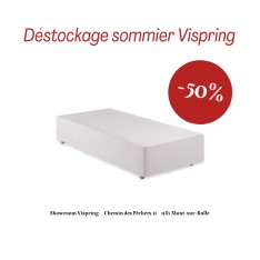 Vispring Sommier Prestige 140x200 simili bleu clair 30cm