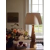 Large Wooden Table Lamp with Linen Shade - Honey