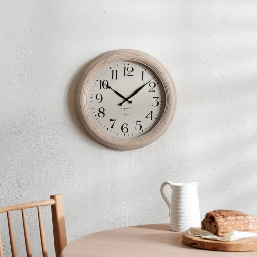 Harrison Wall Clock - 435mm - Seasoned Oak